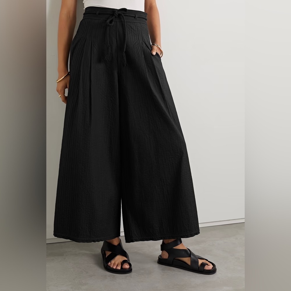 Ulla Johnson Eloisa pintucked cotton-poplin wide-leg pants